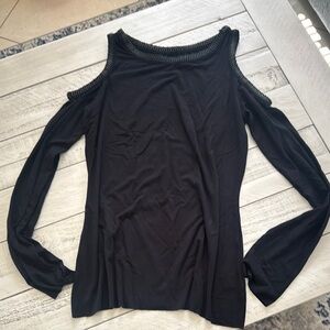 Bailey 44 Black Long Sleeve Cut Out top